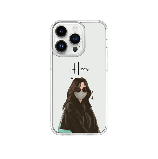 Elegant Girl Sketch Mobile Cover with Personalized Name