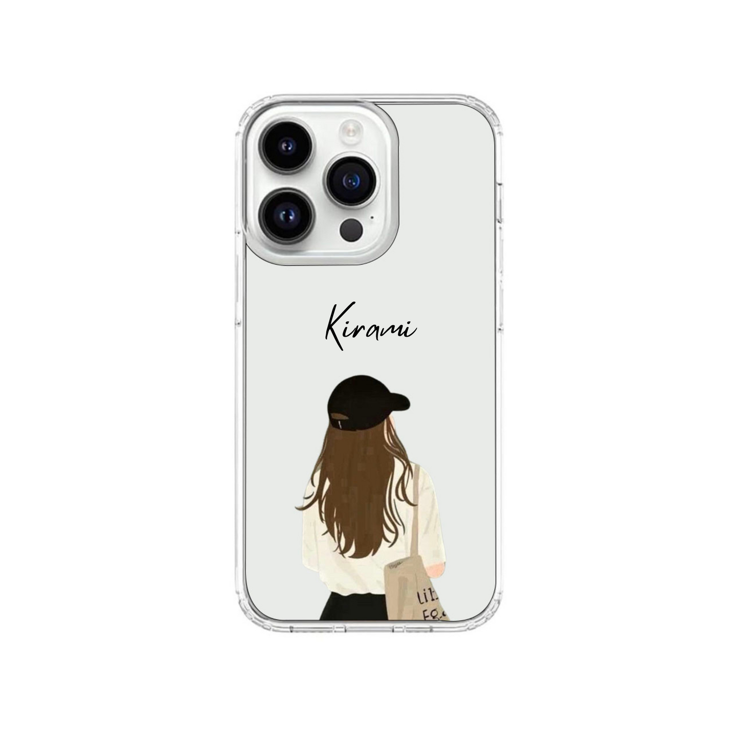 Girl Sketch Mobile Cover with Personalized Name