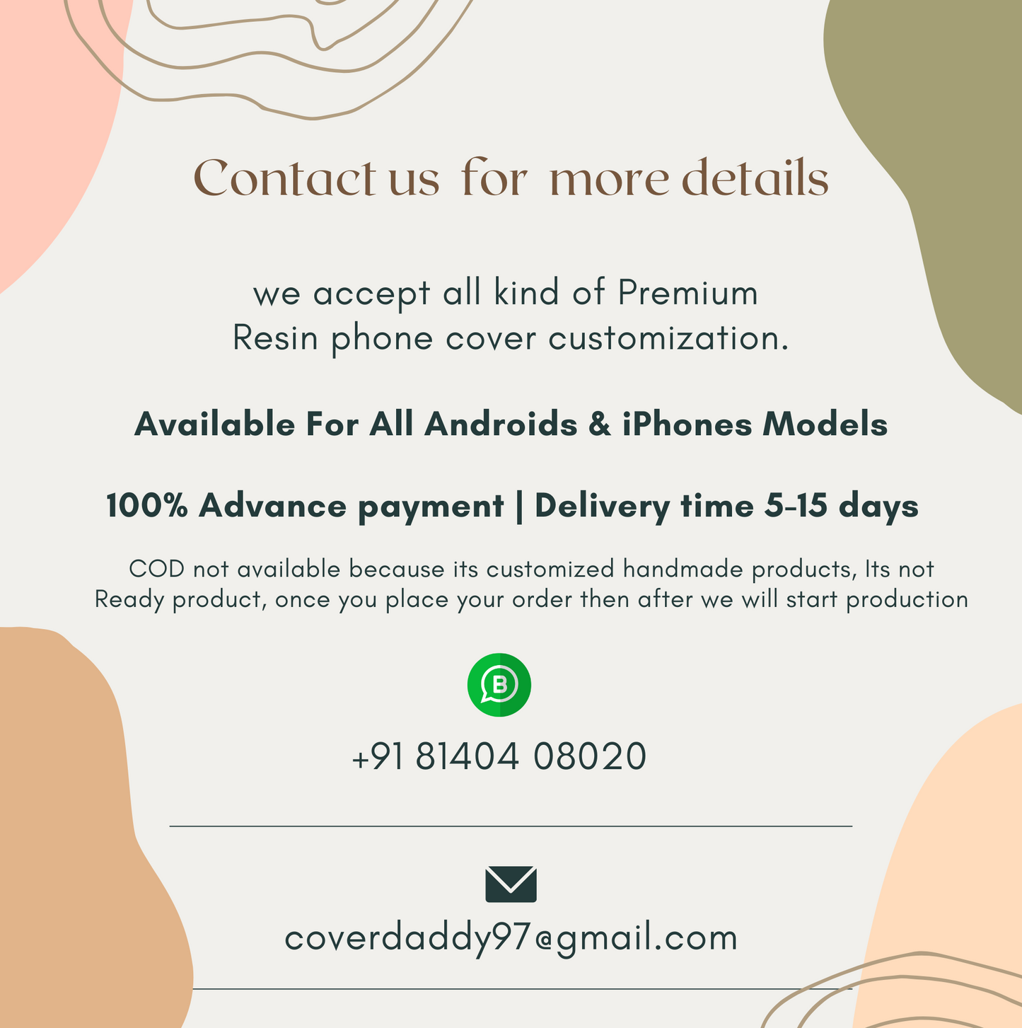 Resin Art Customize Phone Cover